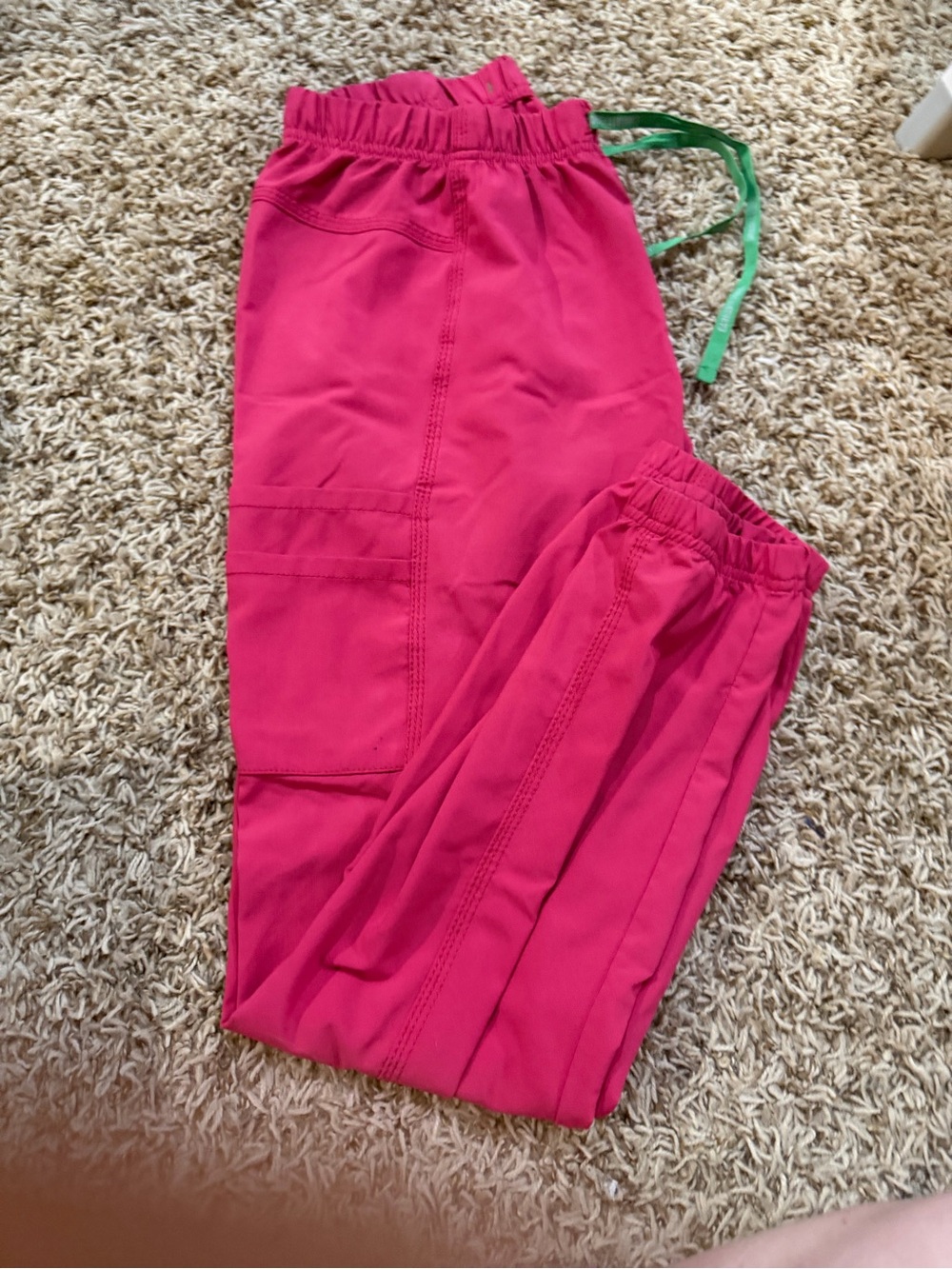 Carhartt Hot Pink scrub Joggers with Green Drawcord